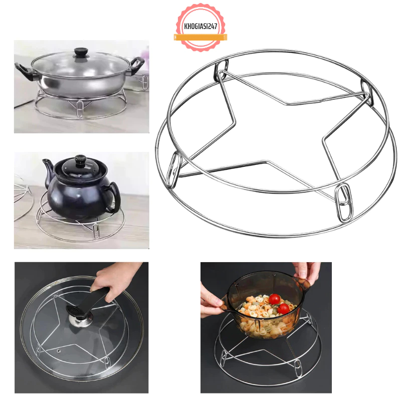 Giá, Rế Lót Xoong Nồi Chất Liệu Thép Không Gỉ 2 Tầng Cách Nhiệt Chống Nóng, Sử Dụng Được Cả 2 Mặt