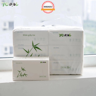 Combo 6 gói Giấy ăn gấu trúc, Khăn Giấy Tre YCOOL TO 390 tờ 4 lớp Siêu Mềm Mịn, Siêu Dai