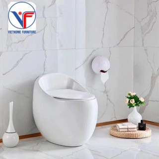 Bồn Cầu 1 khối hình quả trứng nắp rơi êm 1008