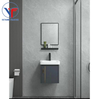 Bộ 4 món tủ + chậu lavabo + kệ + gương kích thước 50*36