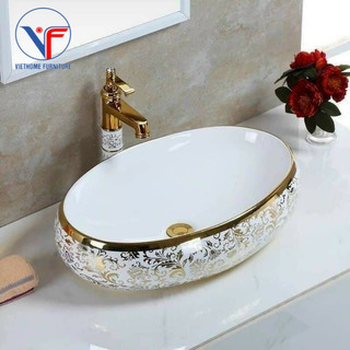 LAVABO- CHẬU RỬA MẶT HOA VĂN ĐẶT BÀN ĐÁ 179