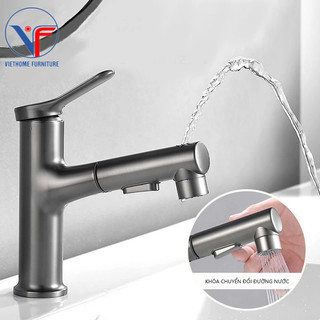 Vòi lavabo dây rút, vòi bồn rửa mặt, vòi Lavabo nóng lạnh 3 chế độ nước