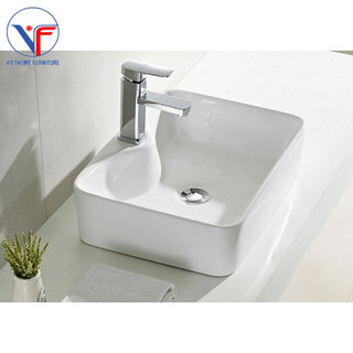 Chậu lavabo vuông đặt bàn sứ trắng 1021