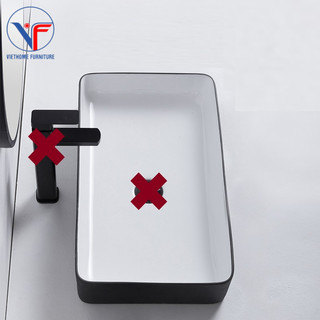 LAVABO VUÔNG ĐEN LÒNG CHẬU TRẮNG