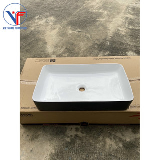 LAVABO VUÔNG ĐEN LÒNG CHẬU TRẮNG