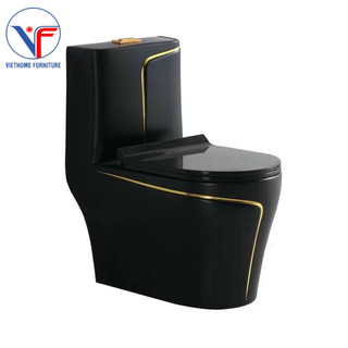BỒN CẦU KHỐI MÀU ĐEN BÓNG SỌC VÀNG