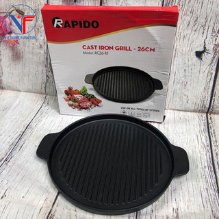 Chảo gang nướng 24-26cm Rapido Cast Iron Grill dùng bếp từ