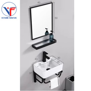 BỘ 4 MÓN TỦ + CHẬU LAVABO + KỆ GƯƠNG + GƯƠNG