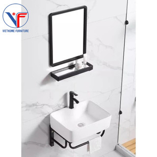 BỘ 4 MÓN TỦ + CHẬU LAVABO + KỆ GƯƠNG + GƯƠNG