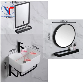BỘ 4 MÓN TỦ + CHẬU LAVABO + KỆ GƯƠNG + GƯƠNG