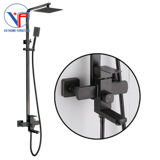 Sen cây tắm đứng phun mưa nóng lạnh inox sơn tĩnh điện đen sang trọng