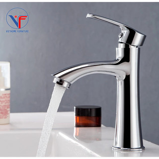 Vòi lavabo lạnh tròn mạ crom bóng