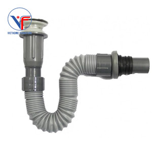 Bộ xả lavabo nhấn ruột gà nhựa ABS có xả tràn
