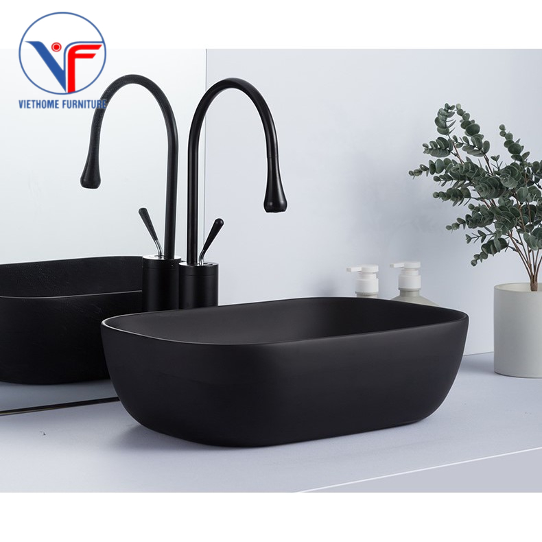 LAVABO ĐẶT BÀN VUÔNG BO GÓC ĐEN