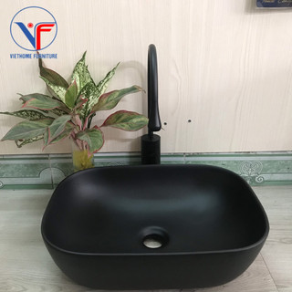LAVABO ĐẶT BÀN VUÔNG BO GÓC ĐEN