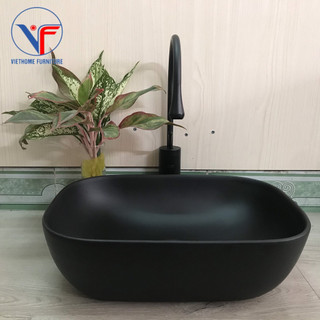 LAVABO ĐẶT BÀN VUÔNG BO GÓC ĐEN