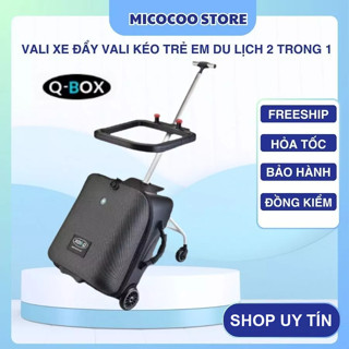Vali Cho Bé Có Ghế Ngồi Qbox, vali xe đẩy cho bé có khóa Hải Quan, Valy kéo du lịch kèm ghế ngồi an toàn, giúp mẹ đỡ mỏi