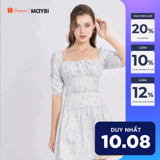 Chân váy mini xòe lụa in hoa Maybi