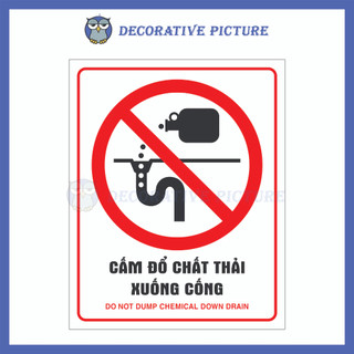 Biển Cảnh Báo Cấm Đổ Chất Thải Xuống Cống - Do Not Dump Chemical Down Drain