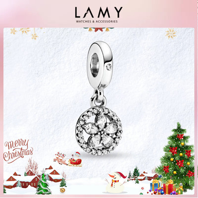 Charm bạc LAMY Charm treo hoa pha lê lấp lánh Sparkling Snowflake Circle 1265