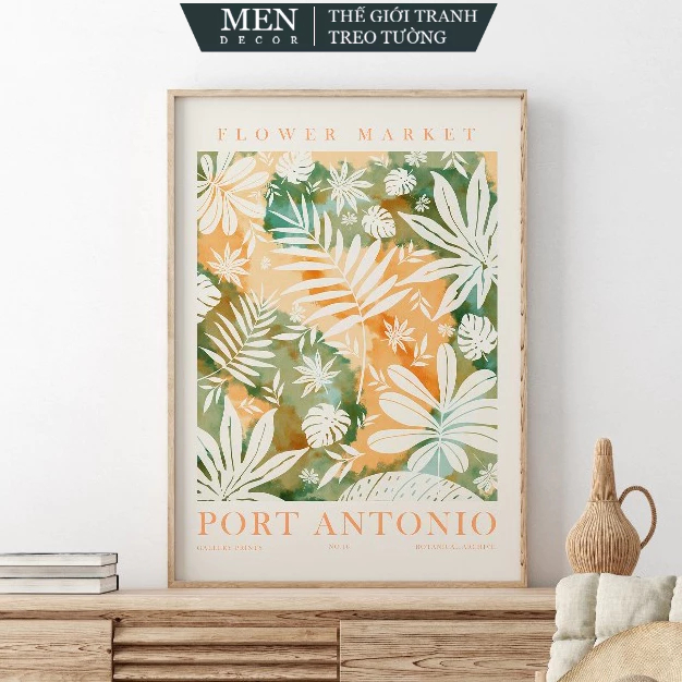 Tranh treo tường, Watercolor Flower Market Print, Jamaican Poster,  nhận in theo yêu cầu, tặng kèm đ