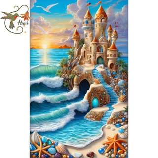 Tranh đính đá Lâu đài kích thước 30x40cm tự hoàn thành