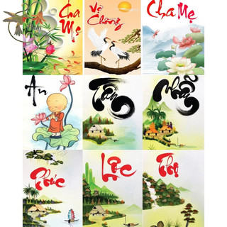Tổng hợp tranh Chữ thư pháp kích thước 30x40cm tự hoàn thành