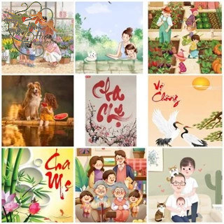 Tranh Đính Full Đá Chủ Đề Gia Đình, Tranh Đính Đá 5D Kích Thước 30x40cm