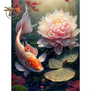  Tranh Đính Đá Hình Cá Chép H57  4  Gắn Đá 5D Kích Thước 30x40 Tự Hoàn Thành DIY 