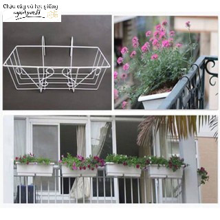 Giỏ treo ban công trồng cây, giá treo ban công trồng cây, hoa hình chữ nhật 48x20x16cm