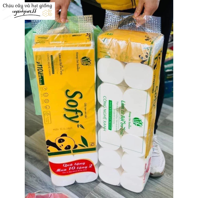 Giấy vệ sinh SOFY bịch 12 cuộn(tặng kèm túi giấy ăn size lớn )