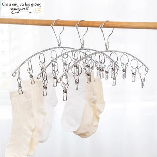 Móc kẹp inox 304, móc phơi quần áo 10 kẹp chống rơi