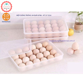 Hộp đựng trứng 24 quả có nắp đậy nhựa Việt Nhật, khay bảo quản trứng không bị