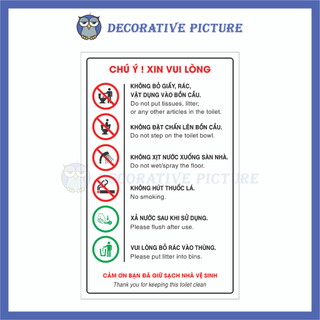 Biển Nhắc Nhở Chú Ý ! Nội Quy Sử Dụng Nhà Vệ Sinh, Quy Tắc Sử Dụng Toilet