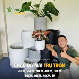 Chậu đá mài TRÒN | Chậu trồng cây HÌNH TRÒN | Nhiều kích thước - Mua online giá rẻ