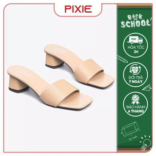 Guốc Cao Gót Nữ 5cm Quai Kẻ Ngang Pixie E117