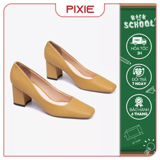 Giày Cao Gót Nữ 5cm Mũi Vuông Pixie X558