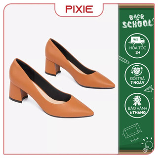 Giày Cao Gót Đế Vuông 5cm Mũi Nhọn Basic Pixie P055