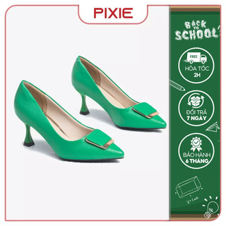 Giày cao gót nữ 7cm phối khóa pixie h106