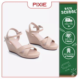 [Form nhỏ] Giày Sandal Nữ Đế Xuồng Quai Chéo 7cm Pixie P207