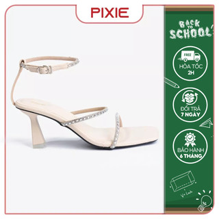 Giày giày sandal cao gót nữ 8cm hai quai đính đá pixie h291