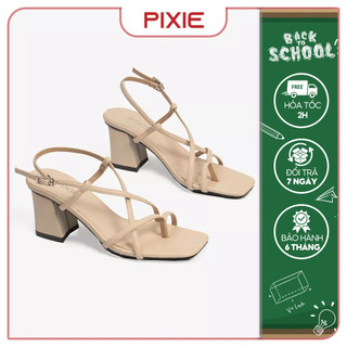 Giày sandal cao gót nữ 6cm xỏ ngón pixie e147