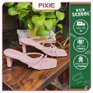 Guốc cao gót nữ 6cm xỏ ngón kiểu quai mảnh pixie e146