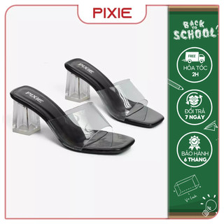 Guốc cao gót nữ 7cm quai trong pixie e206