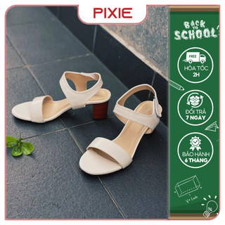 Giày Sandal Nữ Cao Gót 5cm Quai Dán Đế Gỗ Pixie 5245