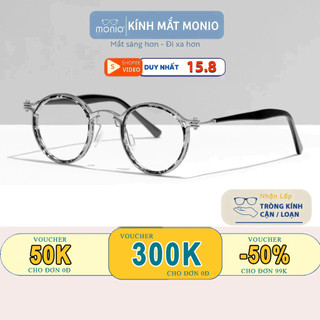 Gọng kính cận nam nữ MONIO mắt kính tròn gọng kính kim loại siêu bền màu sắc thời trang TR2203