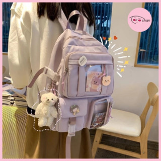 Balo Nam Nữ Basic Dễ Thương, Nhiều Ngăn Chống Thấm Nước (card ảnh,móc khoá, huy hiệu và móc treo)