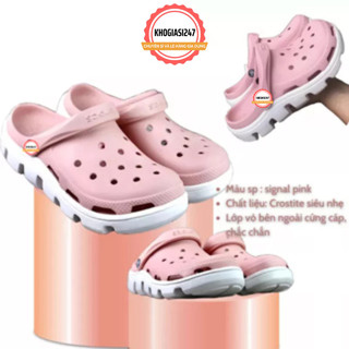 Dép sụt hồng đế trắng lưỡi cưa, Dép quai ngang duet sport, Dép cros cá sấu hồng đế trắng lượn sóng unisex size