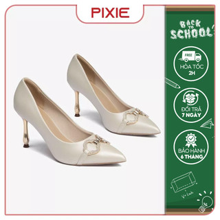 Giày cao gót 8cm phối khóa đính đá pixie h259