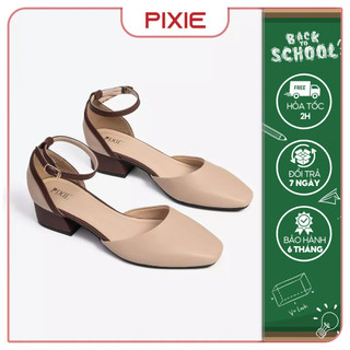 Giày cao gót 3cm mũi vuông phối màu pixie x943